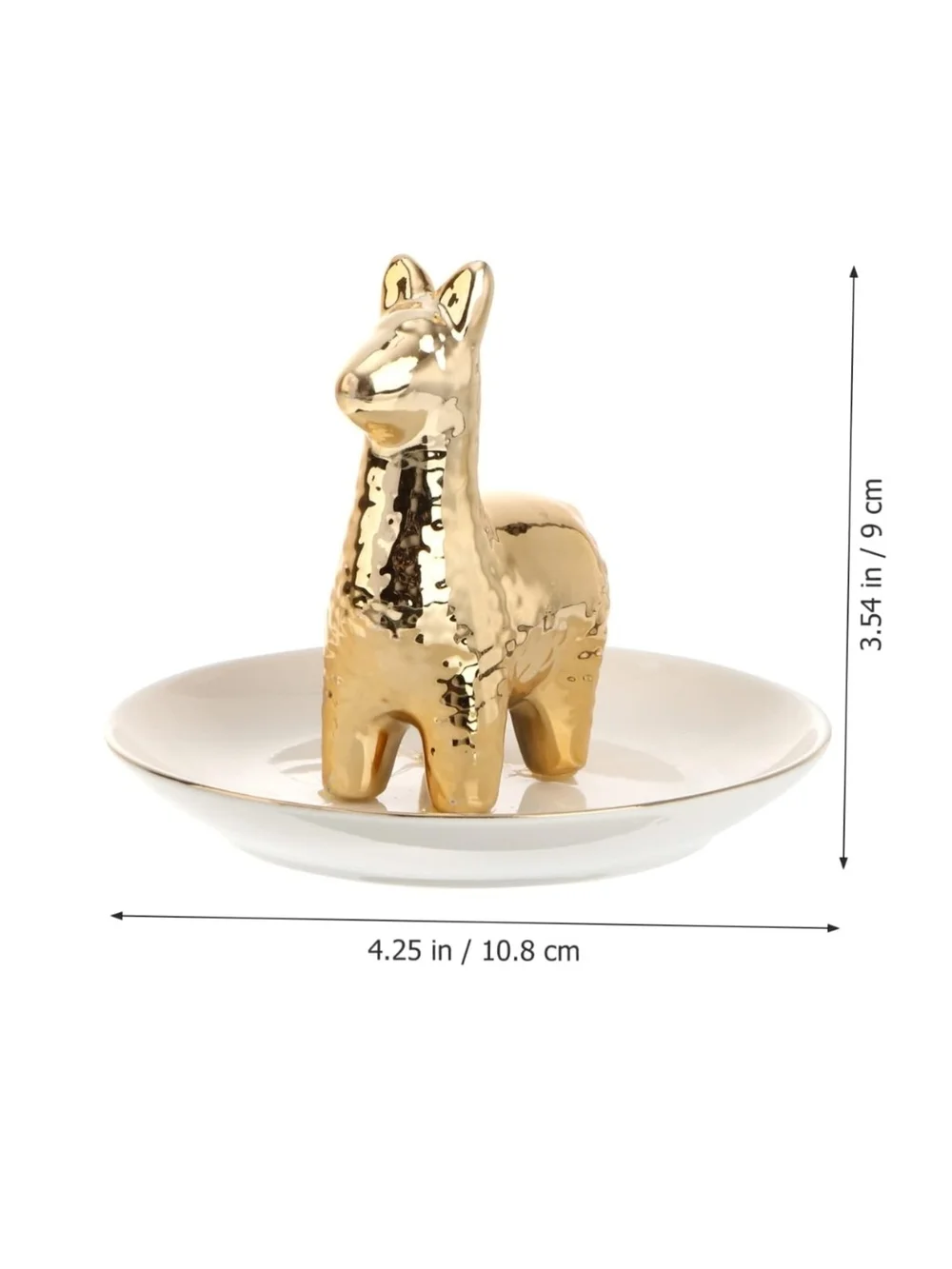Gold Ceramic Llama Trinket Dish - Decorative Jewelry Holder